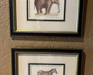 Elephant and Zebra framed prints