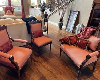 Three Piece Eastlake Carved wood set