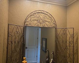 Tri-Fold wrought iron scroll mirror