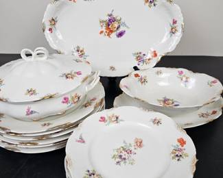Lot #B156 - Vintage Warwick China WAR10 Floral Dinnerware Set with Gold Trim Made in USA