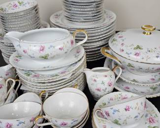 Lot #B155 - Vintage Winterling Fine Bavaria Western Germany Dinnerware Set with Gold Trim and Floral Pattern