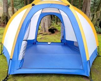 Lot #B35 - REI Geo Dome 4 Silver Camping Tent With Fly and Carry Bags