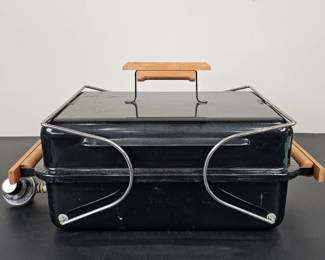 Lot #B26 - Weber Portable Black Enamel Gas Grill with Wooden Handles and Adjustable Burner