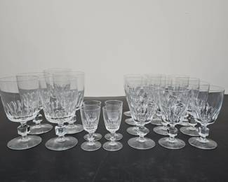 Lot #B169 - Orrefors "Melody" Crystal Liquor Cocktail Glasses with Faceted Stem Design - Elegant Glassware Set