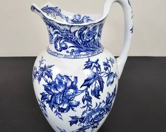 Lot #B22 - Vintage Doulton Burslem Blue Floral "Peony" Porcelain Pitcher Vase England