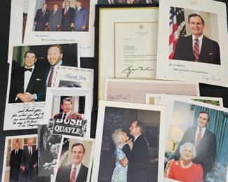 Lot #B84 - Vintage George H.W. Bush Signed Political Memorabilia Collection with Autographed Photos and Official Documents