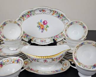 Lot #B163 - Schumann Bavaria Empress Dresden Flowers China Tea Set with Floral and Gold Detailing