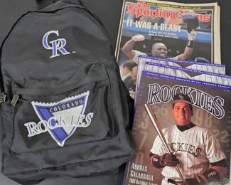 Lot #B80 - Colorado Rockies Backpack and Vintage 1993 Rockies Memorabilia Lot