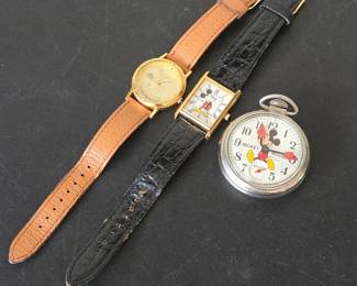 Lot #B48 - Vintage Mickey Mouse Watches Lot - Lorus Quartz & Bradley Pocket Watch