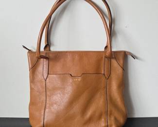 Lot #B56 - Lodis Camel Brown Genuine Leather Tote Shoulder Bag Purse
