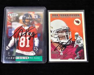 Lot #B73 - Autographed Fleer Tradition Rob Fredrickson Arizona Cardinals & HIT Todd Pinkston Signed Football Cards