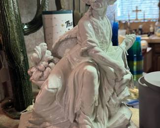 19th c. european blanc de chine porcelain musician figure - lg. & heavy!