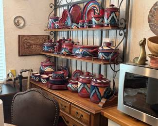 Kincaid oak & wrought iron bakers rack