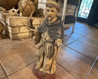 Great antique carved & polychromed Santos