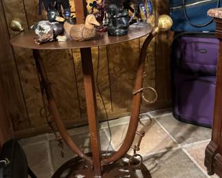 CustomWesternSouthwest style horse harness & iron lamp table