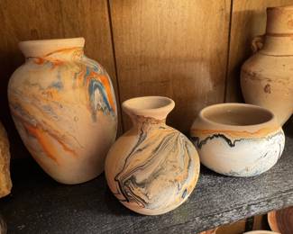 Group of 3 mid century American beautifully decorated Nemaoji ceramic vessels