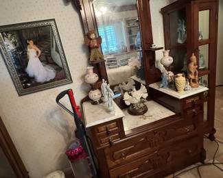 Mirrored dresser from Eastlake walnut bedroom suitr, c. 1880