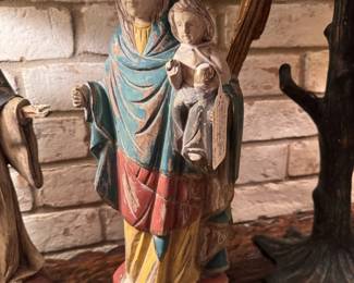 Carved & polychromed Santos of 3 figures