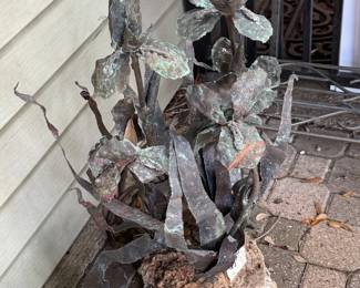 Floral copper & brass sculpture - mid century