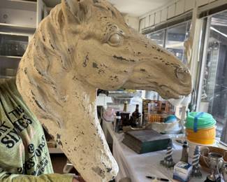 Beautifully finished lifesize composition head of a horse - wall mounted