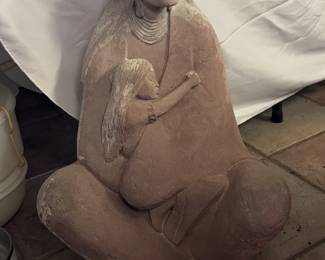 Cast ceramic Southwestern theme sculpture - signed