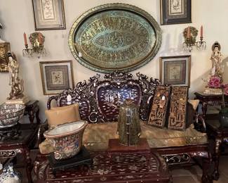 10 PC. MOTHER OF PEARL ROSEWOOD SUITE WITH ACCESSORIES