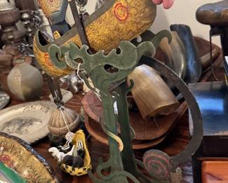 Superb Native American & Canoe figured Whirl-a-Gig gravity Toy