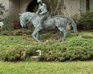 2/3 lifesize bronze group jockey & horse