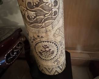 Detail of carving on monumental tusk