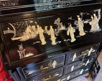 Detail of mother of pearl and bone inlay