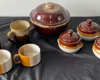 9 Pieces Of Glazed Stoneware