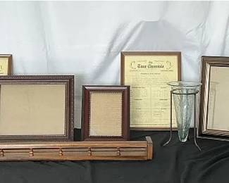 Rustic Framed Decor, Oil Lamp,  Glass Decor