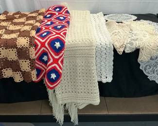 Knitted Blankets, Table Runners  Doilies
