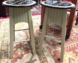 Kitchen stools painted with chicken motif