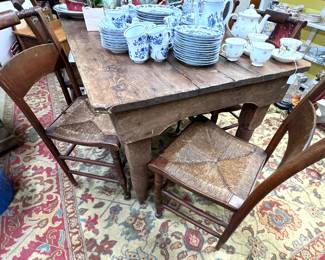 Wooden dining table and chairs