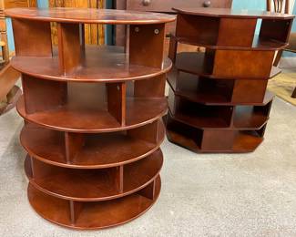 Circular wooden storage bins