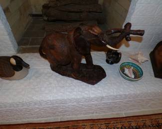 Vintage Large Wooden Hand Carved Elevant