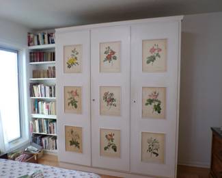 Antique Armoire With 9 Pierre-Joseph Redoute Engravings