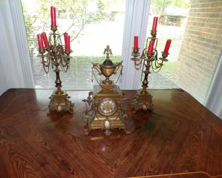 19th Century Louis XV Clock and Candelabras