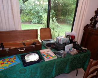 Vintage Cameras, Typewriter and Telescope