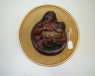 19th Century Wood Carved Nursing Madonna