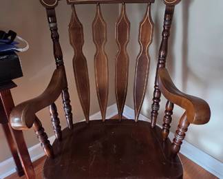Antique Solid Wood Hand Painted Rocking Chair