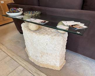 Textured Glass Top Table 