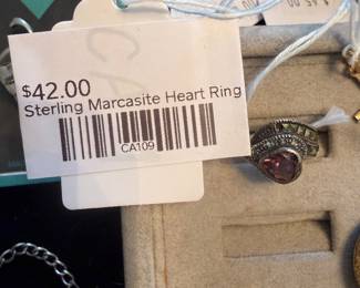 Sterling Marcasite Heart Ring