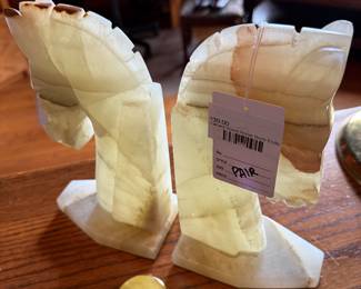 Carved Stone Horse Bookends 