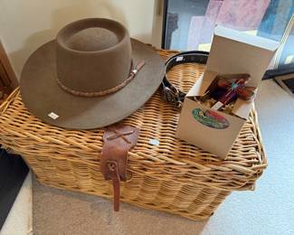 Basket, Belts, Hat 