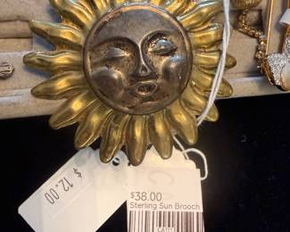 Sterling Sun Brooch 
