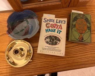 Candlestick Holder, Pottery Dish, Books