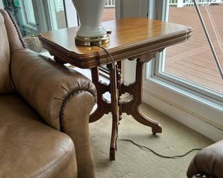 Oak clawfoot side table