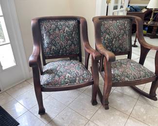 Rocker, stationary and love seat mahogany 